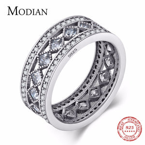 MODIAN Classic Victorian Sterling Silver Lattice Design Ring for Women