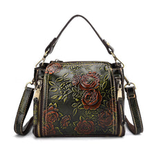 Load image into Gallery viewer, BAOERSEN  Genuine Leather Floral Brushed Embossed Cross-body Purse Handbag

