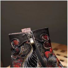Load image into Gallery viewer, JOHNNATURE  Leather Handmade &amp; Embroidered High Heel Ankle Boots with Flower Design
