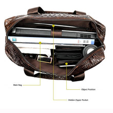 Load image into Gallery viewer, MVA   Men&#39;s Genuine Leather Crocodile Pattern Messenger Style Laptop Bag
