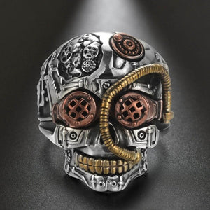BIO-FREAK  Stainless Steel Steampunk Skull Ring