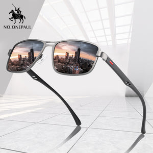 NO.ONEPAUL   Polarized Square Metal Frame Driving Sport Sunglasses with UV400 Protection