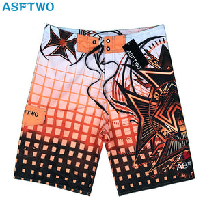 ASFTWO   Men's Modern Print Beach Board Shorts Swim Wear