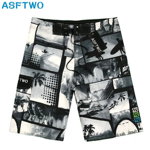 ASFTWO   Men's Modern Print Beach Board Shorts Swim Wear