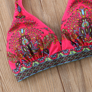 IM.CUTE  Two Piece Retro Print Padded Push-up Bikini Swimsuit Set for Women