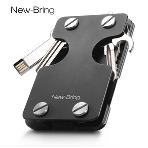 NEW-BRING   Multi-Function Metal Money Clip with Credit Card, Bill and Key Holder