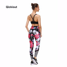 Load image into Gallery viewer, QICKITOUT  Women&#39;s Workout Fitness Active Wear Leggings in Skulls &amp; Flowers Print
