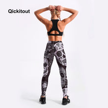 Load image into Gallery viewer, QICKITOUT  Women&#39;s Workout Fitness Active Wear Leggings in Sugar Skull Print
