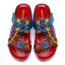 Load image into Gallery viewer, SOCOFY  Hand Painted Genuine Leather Bohemian Style  Sandals
