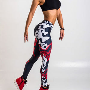 QICKITOUT  Women's Fitness Workout Activewear Leggings with Butterfly Print