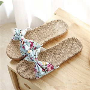 SUI-HYUNG   Flax Beach Summer Sandals with Floral Print - Variety Colors