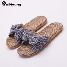 Load image into Gallery viewer, SUI-HYUNG  Casual Flax Summer Beach Sandals with Bow Accent - Variety Colors

