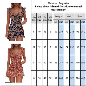 Flirty Ruffle Trimmed Floral Print Bohemian Style Summer/Beach Short Dress