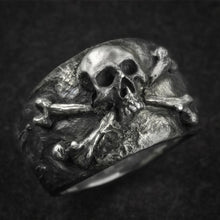 Load image into Gallery viewer, EYHIMD Gothic Biker Skull Crossbones Pirate Ring for Men
