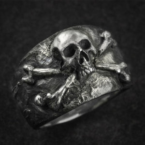 EYHIMD Gothic Biker Skull Crossbones Pirate Ring for Men