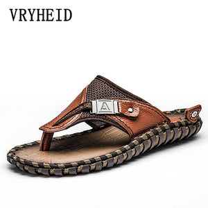 VRYHEID   Men's Genuine Leather Designer Beach Summer Casual Sandals