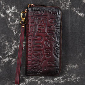 BAOERSEN  Genuine Leather Embossed Women's Clutch Long Wallet