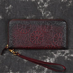 BAOERSEN  Genuine Leather Embossed Women's Clutch Long Wallet