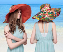 Load image into Gallery viewer, Floral Printed Reversable Large Floppy Brim Summer Sun Hat for Women
