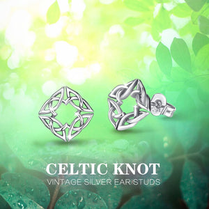 EUDORA Vintage Sterling Silver Celtic Knot Flower Earrings for Women