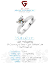 Load image into Gallery viewer, GIGAJEWE  1.2CT Princess Cut VVS1 Clarity Moissanite Diamond &amp; White Gold Engagement/Wedding Ring
