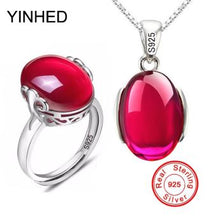 Load image into Gallery viewer, YINHED   925 Sterling Silver 5.0 Carat Ruby Ring &amp; Necklace Set
